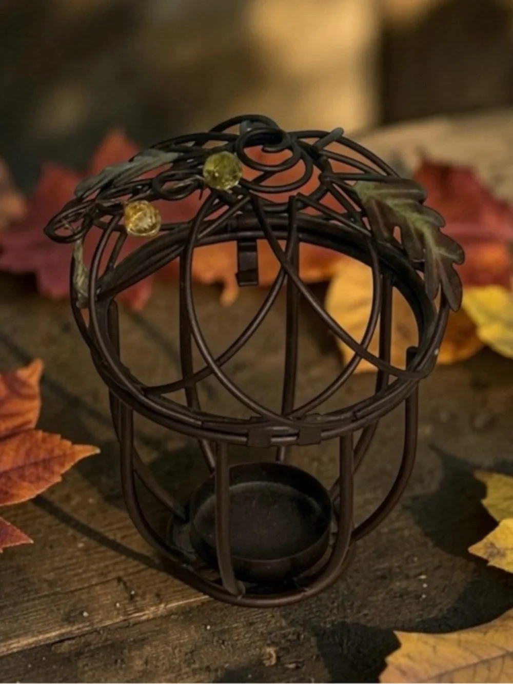 🫶🏻 Elegant Acorn Brown Metal Candle Holder